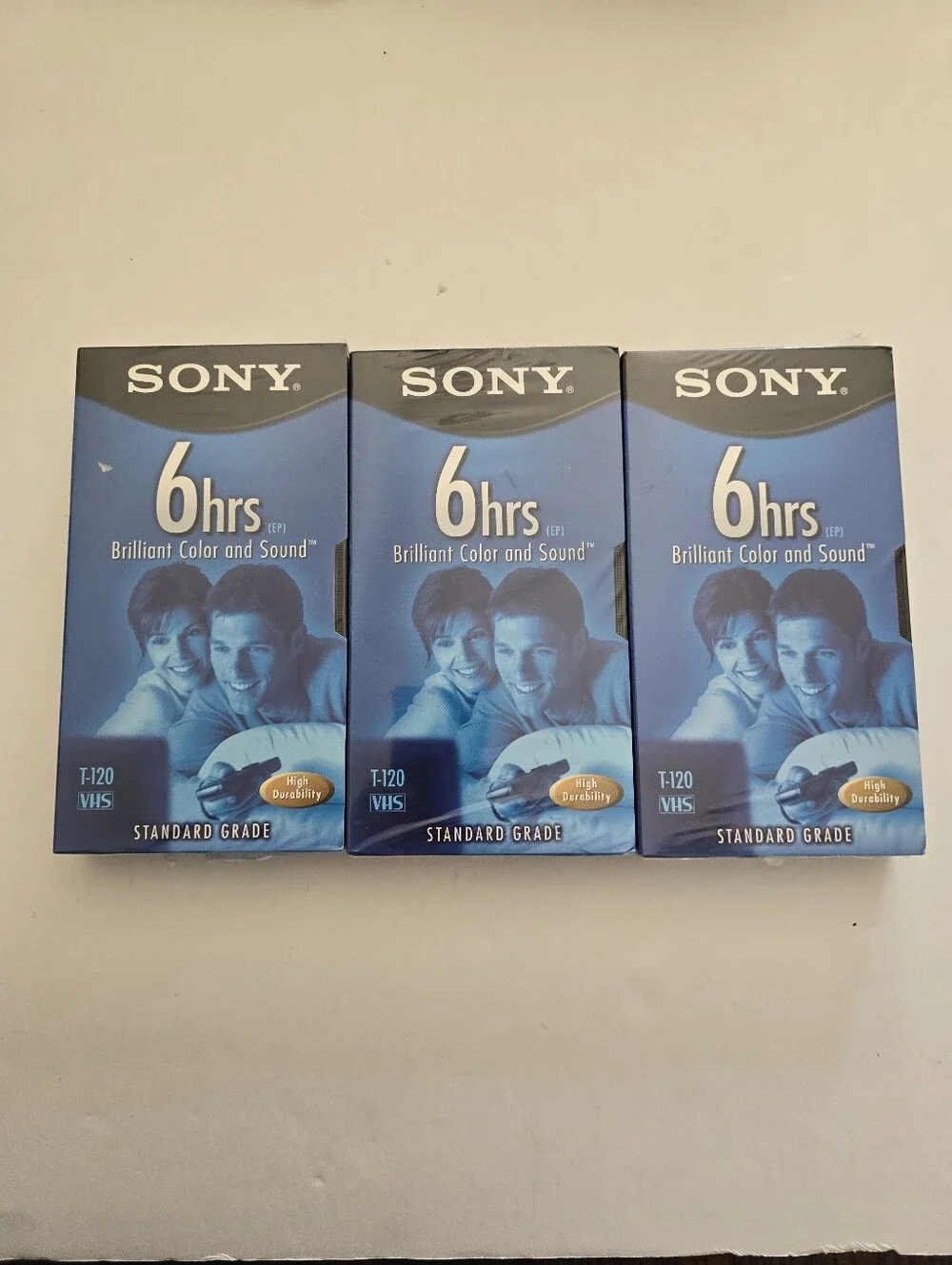 Sony T-120 VHS Blank Tape Standard Grade 6 Hrs VCR Video Record  Set 3 NWT*